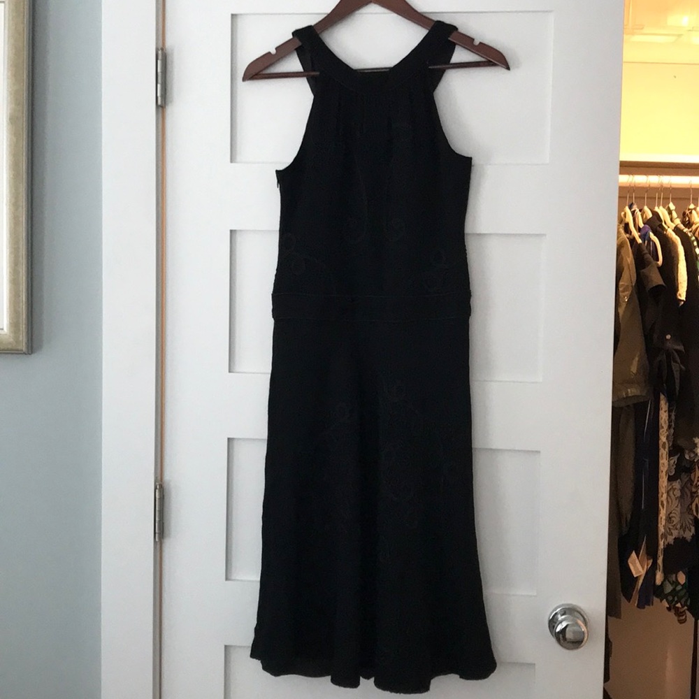 Tocca black dress with tonal embroidery detail